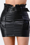 Leather Belted Mini Skirt