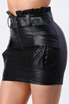 Leather Belted Mini Skirt